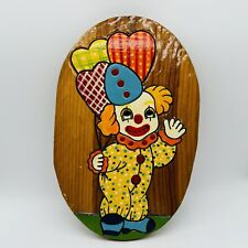 Vintage Colorful Handmade Hand Painted Colorful Clown 15” Plaque Wooden  picture