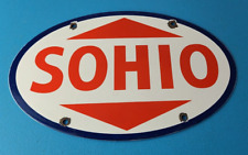 Vintage Porcelain Gasoline Sign - Sohio Gas Motor Oil Service Ohio Pump Sign picture