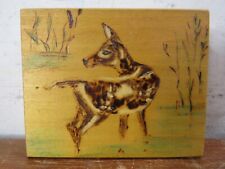 Original Wood Burning Art Piece Wood Box W/ Deer 3.5