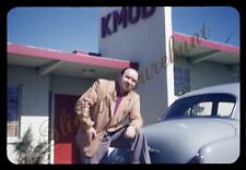 KMOD Radio Station Car Modesto California 35mm Slide 1950s Red Border Kodachrome picture