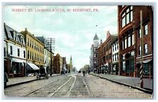 Mc Keesport Pennsylvania Postcard Market St. Looking South 1909 Vintage Antique picture