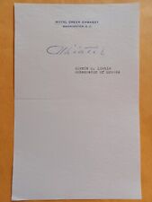 Alexis S. Liatis Signed Paper - 1950s Greece Ambassador to U.S. picture
