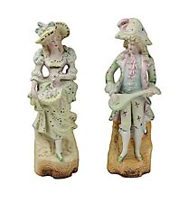 HalSey Fifth Porcelain Figurines Victorian Man & Woman Bisque Japan Vintage picture
