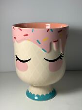 Novelty Ceramic Lady's Face Ice Cream with Sprinkles Pedestal Planter 7 in. picture