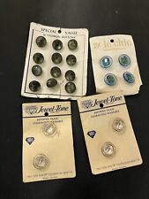 Vintage NOS Iridescent Buttons Black Clear Sparkly picture