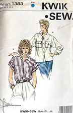 1980's Kwik Sew Misses' Shirt Pattern 1383 Size XS-L UNCUT picture