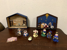 Dough Nativity 7 Piece Figurine Ornament Set with Creche Storage Box picture