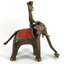 Brass Multicolor Dhokra Art Elephant With A Tribal Man picture