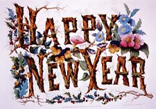 Antique Happy New Year wall art print poster circa 1876 picture