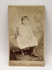 Antique Cabinet Card - Young Girl In Dress & Boots Portrait Great Bend Kansas picture