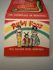 Vintage 1950s Ruby Foo’s Matchbook Cover Montreal Tiki Bar picture