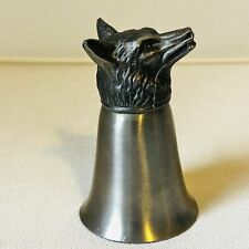 Vintage Pewter Fox/Wolf Stirrup Cup Jigger Shot Glass picture