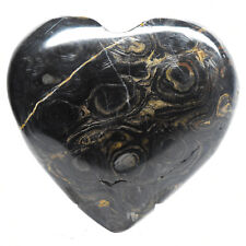 72mm Stromatolite Heart Black Brown Algae Fossil Crystal Mineral Specimen - Peru picture