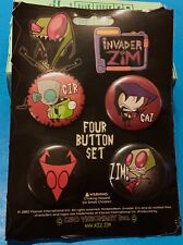 VINTAGE INVADER ZIM PINS BUTTONS PINBACK SET (4 PINS) FACTORY SEALED NOS NEW picture