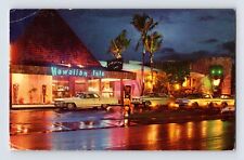 Postcard Florida Miami Beach FL Hawaiian Isle Tiki Neon Resort Motel 1966 Posted picture