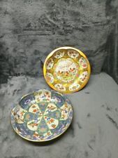Lot Of 2 Vintage Daher Decorated Ware Tin Plates Bowls Roosters Flowers England  picture