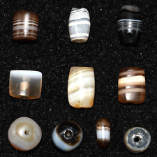 10 Genuine Ancient Bactrian & Greek Agate Stone Beads in Perfect Condition picture