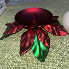 DEPT. 56 POINSETTIA Pillar Christmas Candle Holder 1898-8 Boxed picture