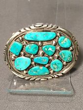 TOMMY MOORE - Sterling Silver & Turquoise Western Belt Buckle picture