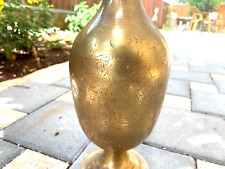 Big Beautiful handmade engraved late 1800s vintage brass vase middle eastern. picture