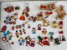 Vintage Wooden Christmas Ornaments Lot of 43 + Santas Angels Painted picture