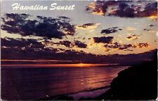 Hawaiian Sunset Scenic Tropical Beachfront View Chrome Cancel WOB Postcard picture