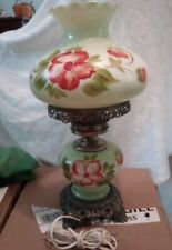 Vtg “Gone with the Wind” Green Hurricane Hand Painted Rose 3-way Parlor Lamp 19