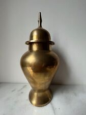 Vintage 9” Solid Brass Lidded Jar  Brass Container  Brass Ginger Jar picture
