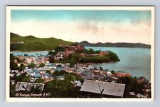 St Georges-Grenada, Aerial Of Town Area, Antique, Vintage Souvenir Postcard picture