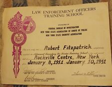 VTG Ja 1951 Robert Fitzpatrick NY Police Law Enforcemet Officer  CERTIFICATE FBI picture