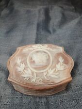 Vintage Incolay Carved Stone Trinket Jewelry Box Pink Peach Victorian Design picture