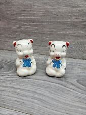 Vintage Kitsch Cats White Ceramic Small Animal Salt & Pepper Shakers  picture