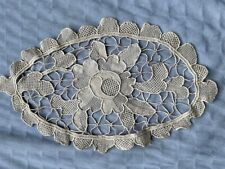 Gorgeous French Antique Linen Bobbin Lace Doily  10.75