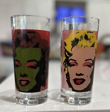 1997 ANDY WARHOL MARILYN MONROE HIGH BALL GLASSES Set Of 2 picture