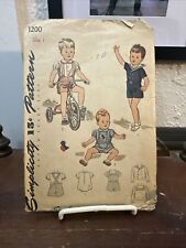 Simplicity 1940s Vintage Baby Sewing Pattern 1200 Toddler Size 1 picture