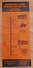 1968 JEFFERSON LINES CROWN COACH CO BUS TIME TABLE picture