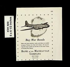 1943 Buy War Bonds Bank of Manhattan Co Vintage Print Ad 20051 picture