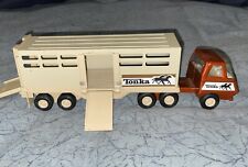 Vtg Tonka Semi Truck, Horse Trailer Pressed Steel Brown, 55010, Hauler  3 Horse picture