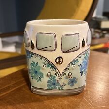 Volkswagen Bus Camper 14oz Coffee Mug Cup Flowers Peace Sign Hippie Natural Life picture