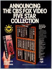 CBS/Fox VHS Video Five Star Collection Vintage June, 1986 Full Page Print Ad picture