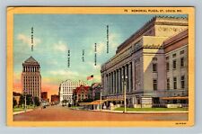 St Louis MO-Missouri, Memorial Plaza, City Street View, Vintage Postcard picture