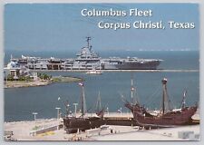 Corpus Christi Texas, Columbus Fleet US Navy Aircraft Carrier, Vintage Postcard picture