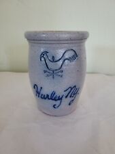 1983 ROWE Pottery Works Salt Glaze Crock- Cobalt Rooster Weathervane HURLEY NY picture