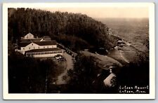 Lutsen Minnesota~Lutsen Resort Aerial View~Lake on Right~1937 RPPC picture