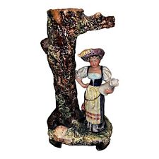 Antique Majolica Vase Woman Standing By Tree picture