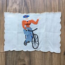 1 Vintage Cocktail Napkin Madeira Embroidered Applique Naughty Risque Woman picture