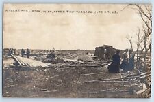 Clinton Minnesota MN Postcard RPPC Photo Scene After The Tornado c1910's Antique picture