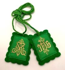 Scapular Deluxe Embroidered Green Wool - 1-3/4 x 2