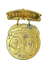 1909 Hudson & Fulton Celebration Exposition NY Souvenir Medal Pin WOW picture