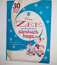1961 Crown Zee Waxed Sandwich Bags Vintage MCM Original Packaging 1960s picture